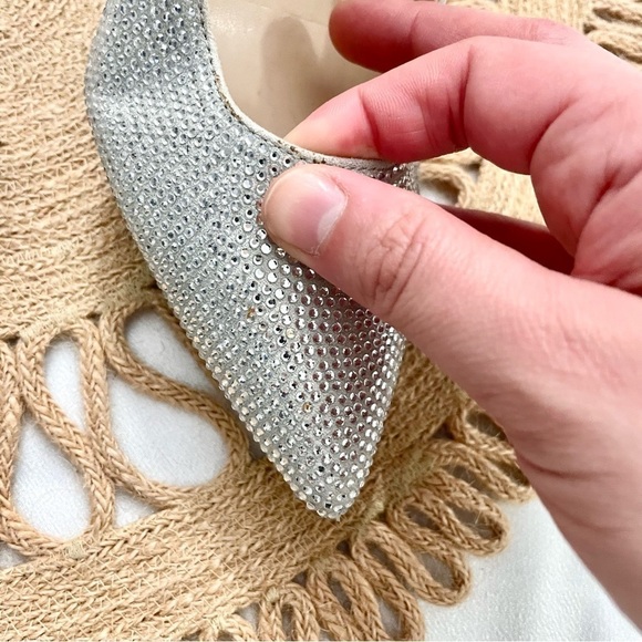 Nine West Twinn Silver Rhinestone Heels Size 7.5 - Picture 4 of 12